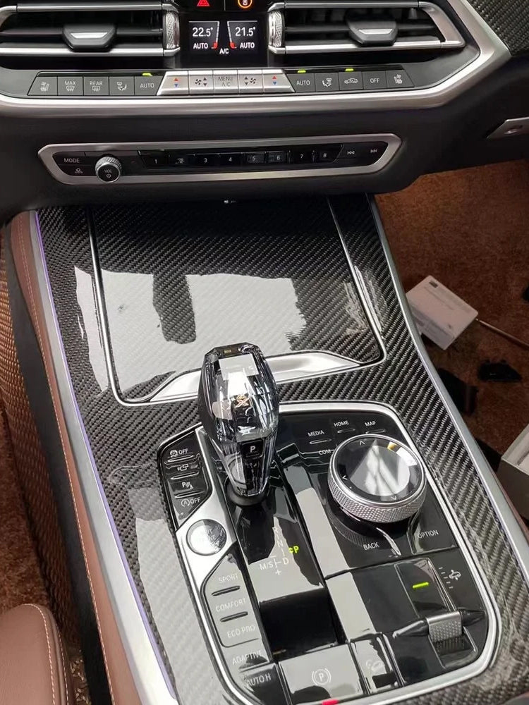 Real Carbon Fiber Center Console Panel Frame Cover for BMW X5 G05/X5M F95/X7 G07 (2020-2025)