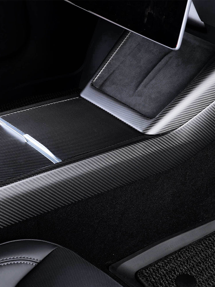 Panneau de garniture latéral de levier de vitesse en fibre de carbone pour console centrale Tesla Model 3 Highland 2024