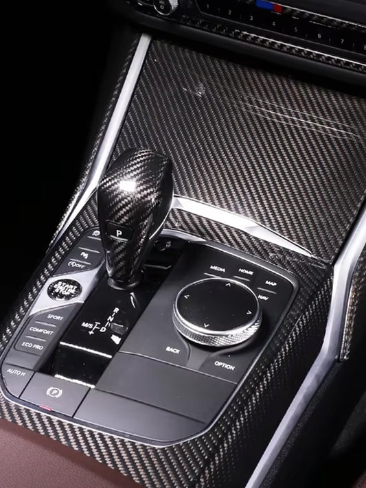 BMW 3 и 4 серии G20 G21 G22 G23 G26 карбоновый чехол на ручку переключения передач (2020)