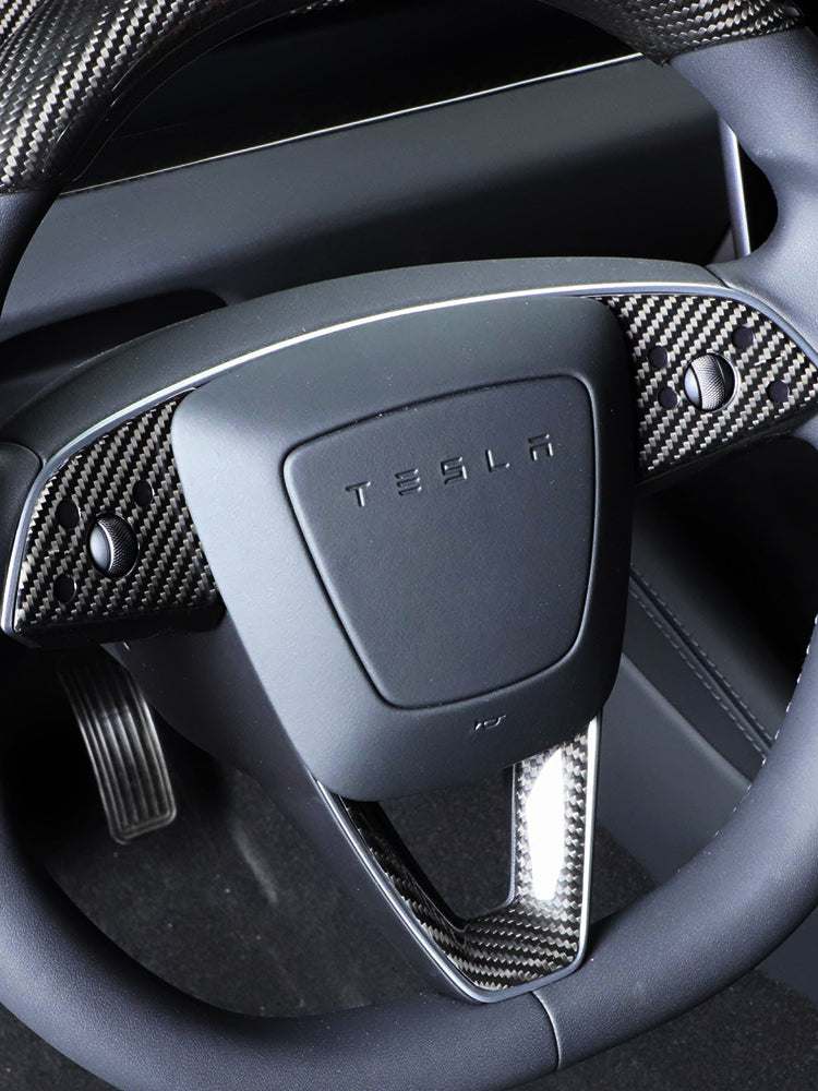 Housse de volant en fibre de carbone véritable pour Tesla Model 3 Highland 2024