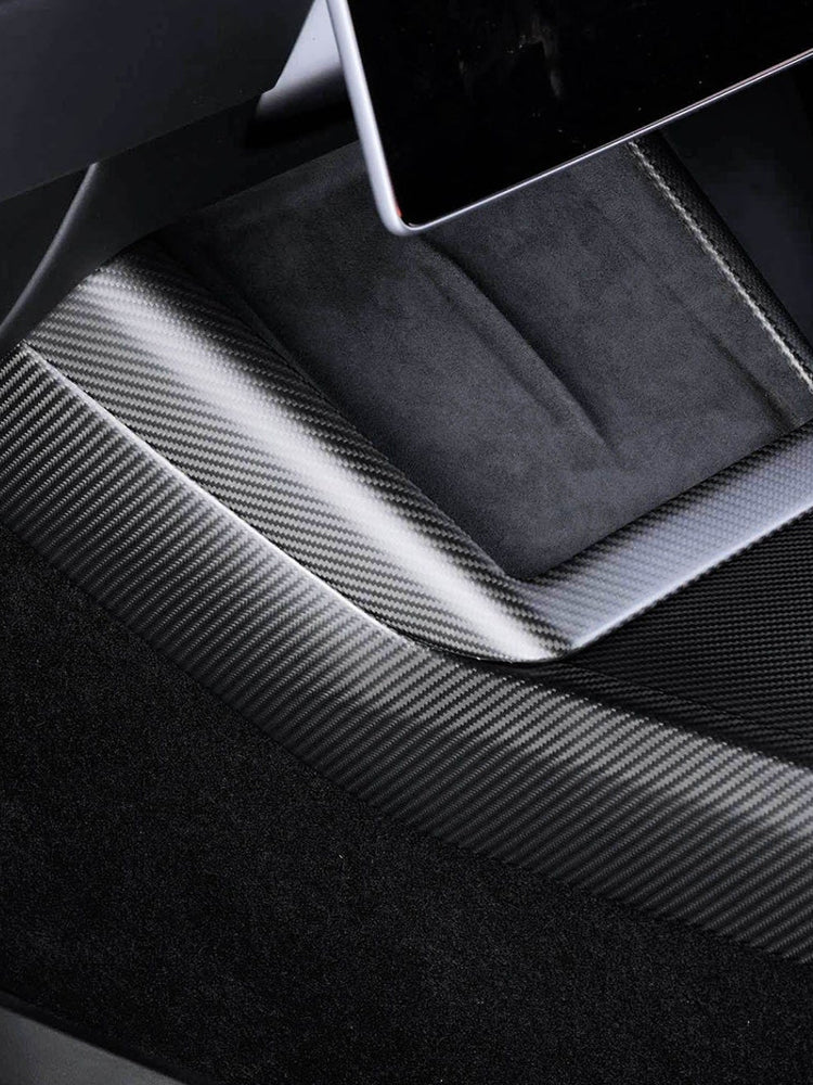 Real Carbon Fiber Wireless Charging Frame Cover for Tesla Model Y Juniper (2025)