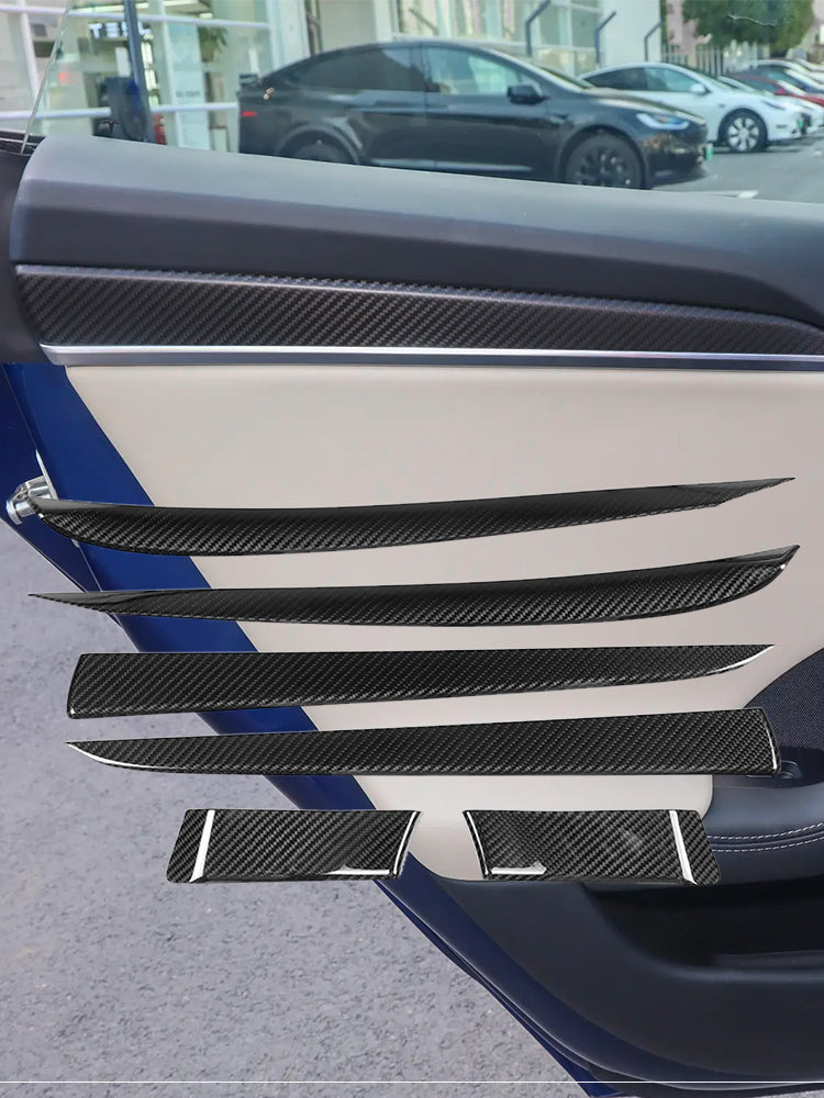 Tesla Model S 2021-2024 Real Carbon Fiber Door Trim & A-Pillar Covers (6PCS)