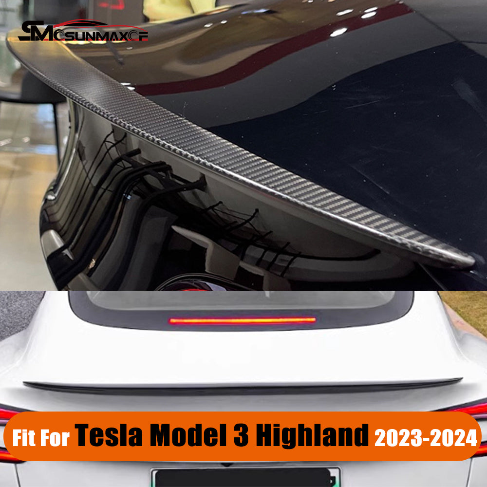 Aileron de coffre arrière en fibre de carbone véritable pour Tesla Model 3 Highland 2024
