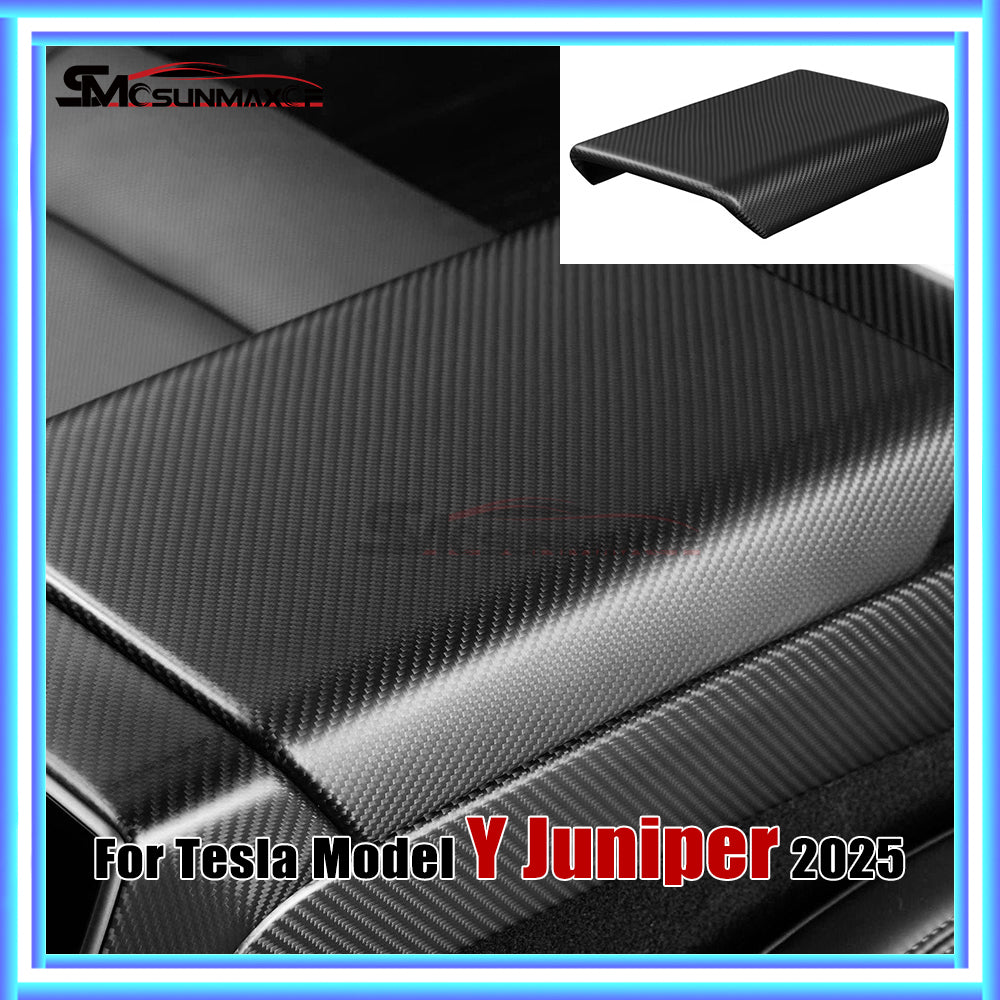 Carbon Fiber Armrest Box Panel Frame Cover for Tesla Model Y Juniper (2025)