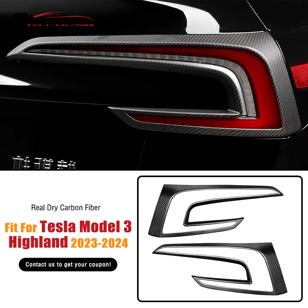 Caches de feux arrière en fibre de carbone pour Tesla Model 3 Highland 2024 (2 pièces)