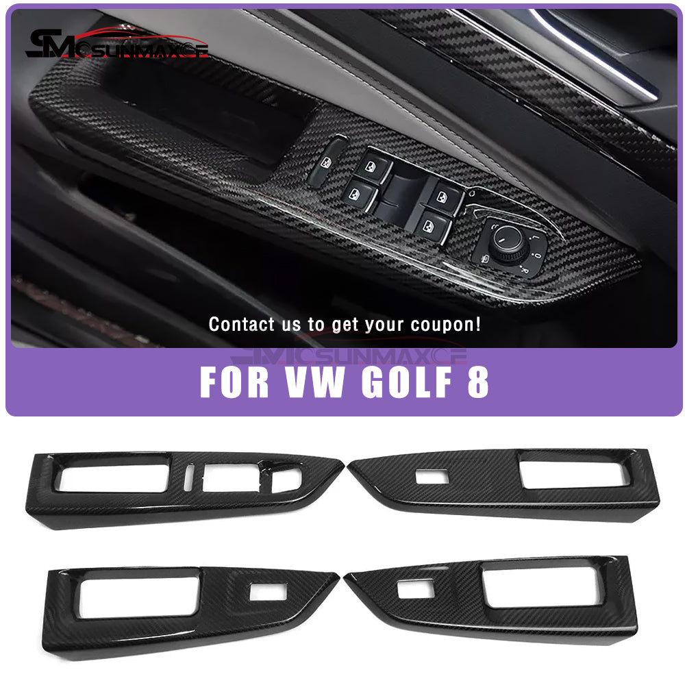 Volkswagen Golf 8 MK8 GTI GTE GTD R-Line Carbon Fiber Window Switch Panel Trim (2020-2024)