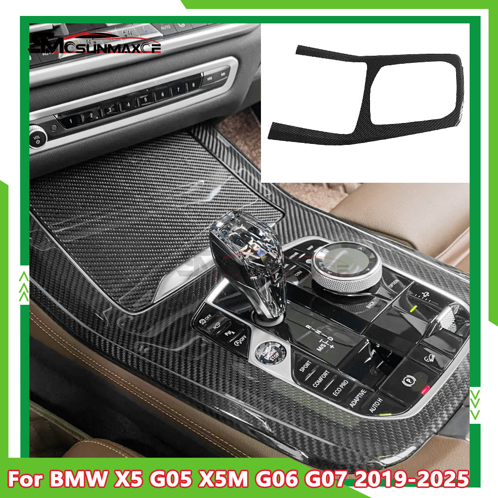 Real Carbon Fiber Center Console Panel Frame Cover for BMW X5 G05/X5M F95/X7 G07 (2020-2025)