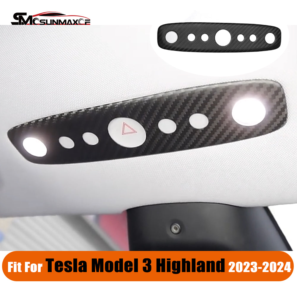 Cache de panneau d'interrupteur de lampe de lecture en fibre de carbone véritable pour Tesla Model 3 Highland 2024
