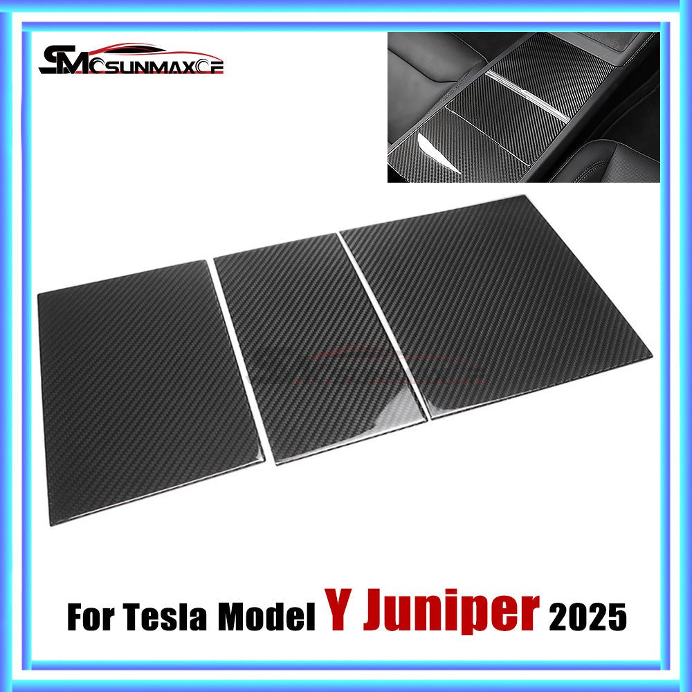 3pcs Real Carbon Fiber Center Console Panel Cover for Tesla Model Y Juniper (2025)