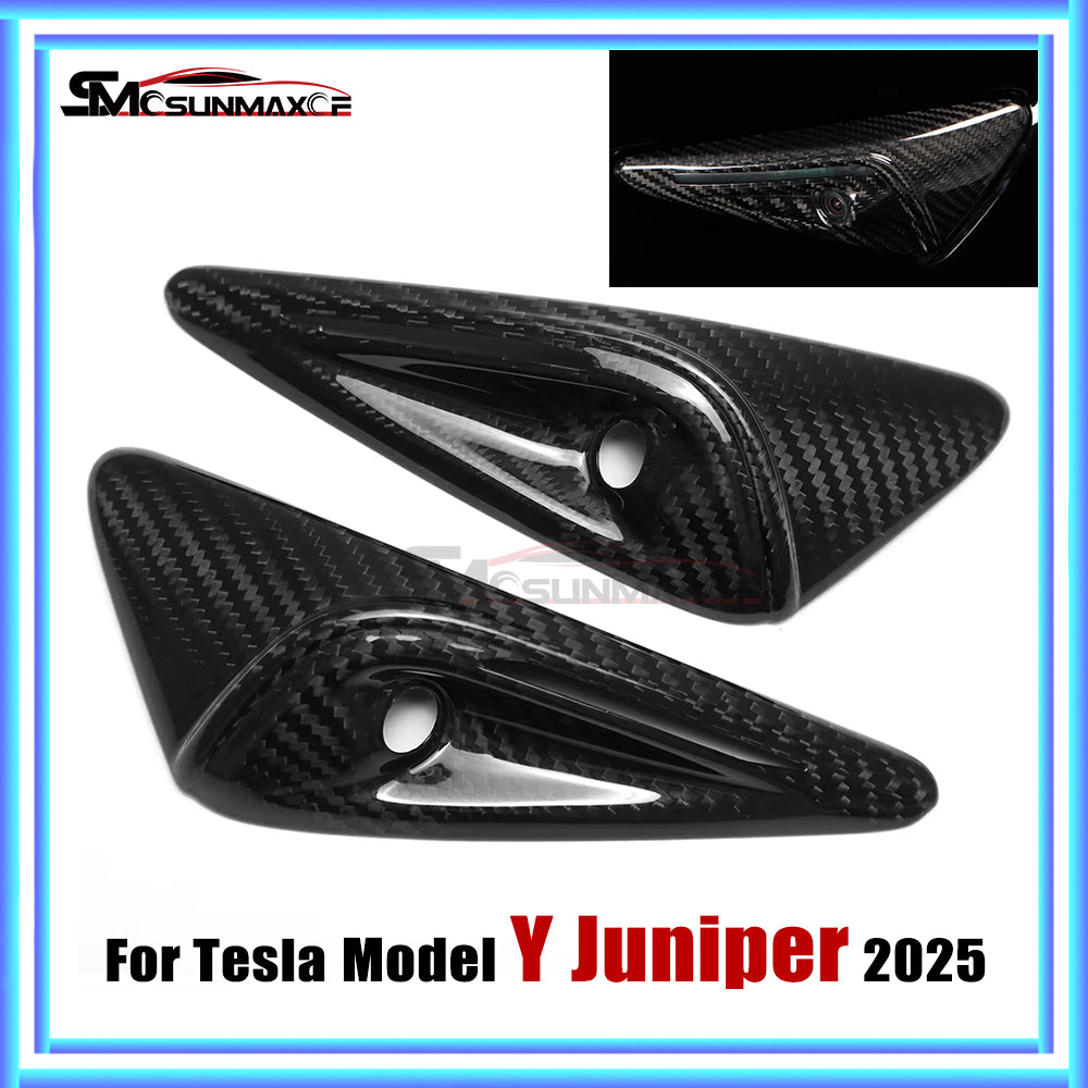 Real Carbon Fiber Side Fender Camera Turn Signal Cover for Tesla Model Y Juniper (2025)