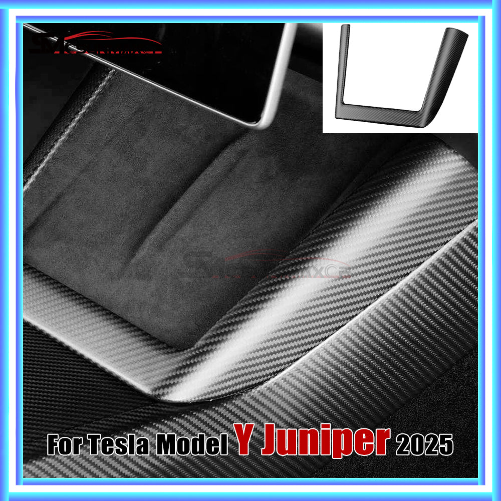 Real Carbon Fiber Wireless Charging Frame Cover for Tesla Model Y Juniper (2025)