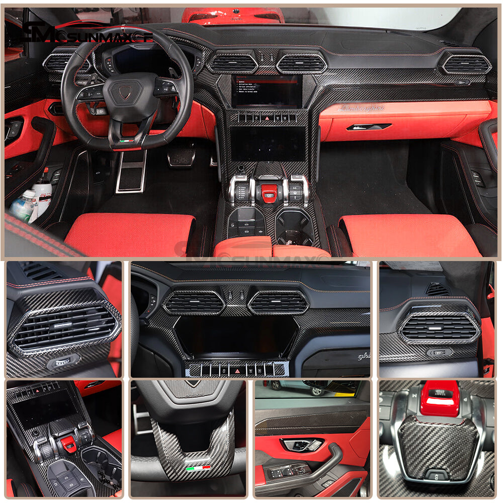 Caches de commutateurs de vitres en fibre de carbone pour Lamborghini Urus (2018-2025, 4 pièces)