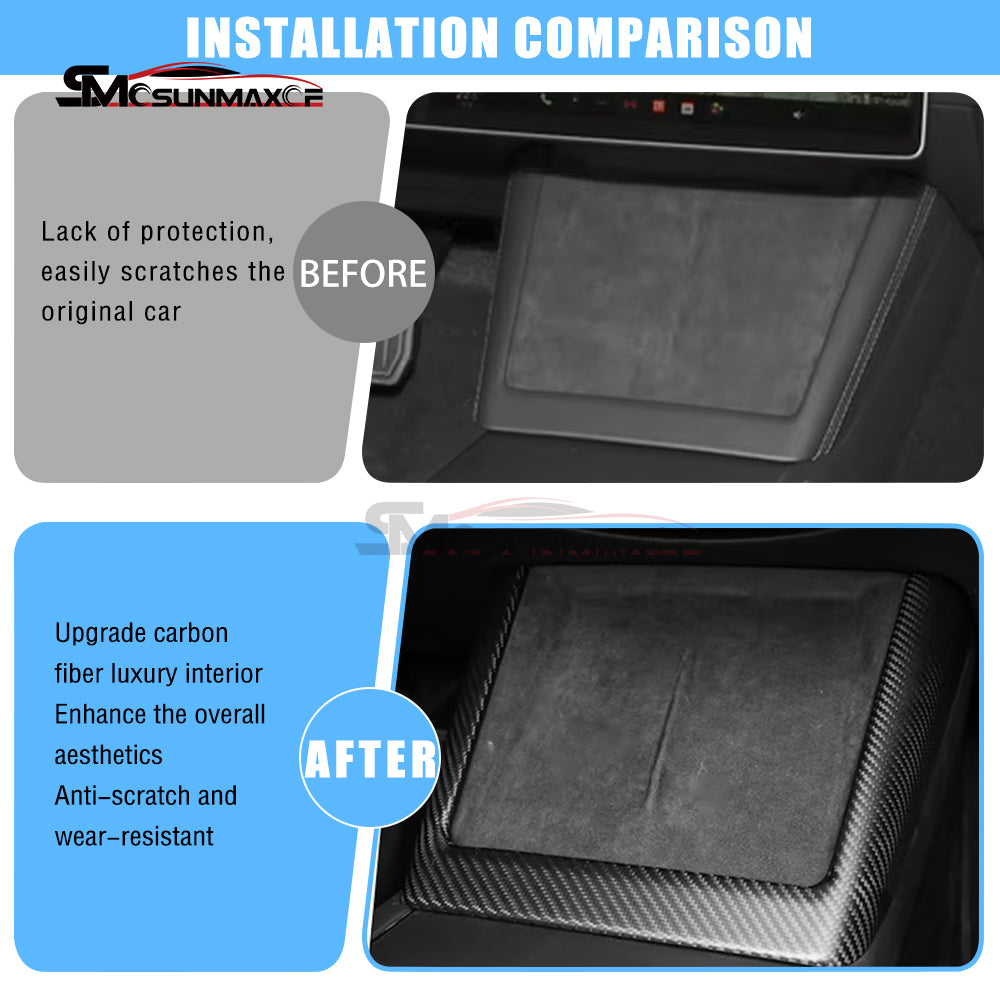 Real Carbon Fiber Wireless Charging Frame Cover for Tesla Model Y Juniper (2025)