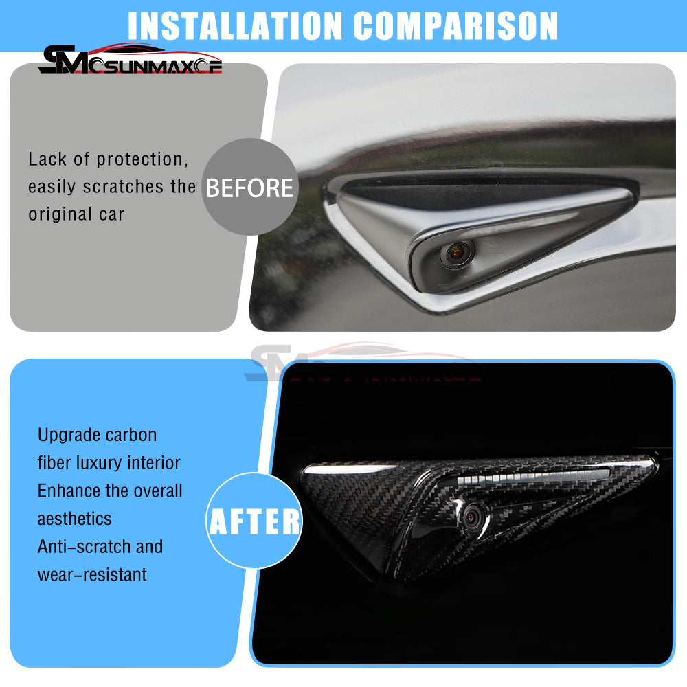 Real Carbon Fiber Side Fender Camera Turn Signal Cover for Tesla Model Y Juniper (2025)