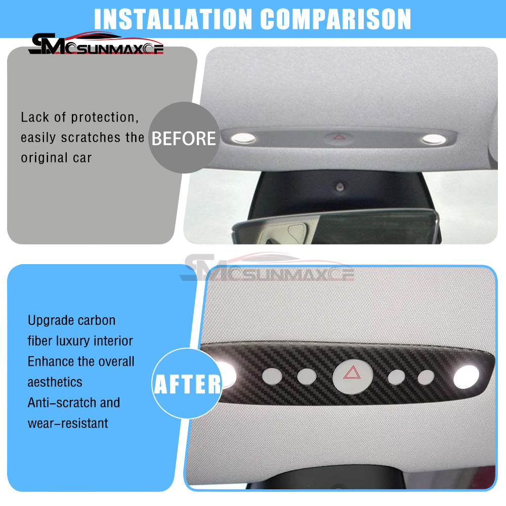 Real Carbon Fiber Reading Light Switch Panel Cover for Tesla Model Y Juniper (2025)