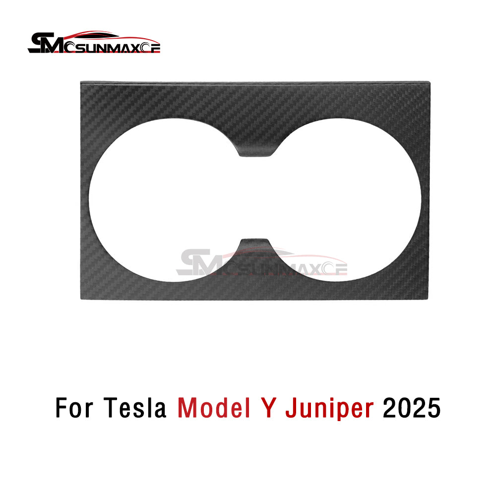 Real Carbon Fiber Front Cup Holder Panel Cover for Tesla Model Y Juniper (2025)