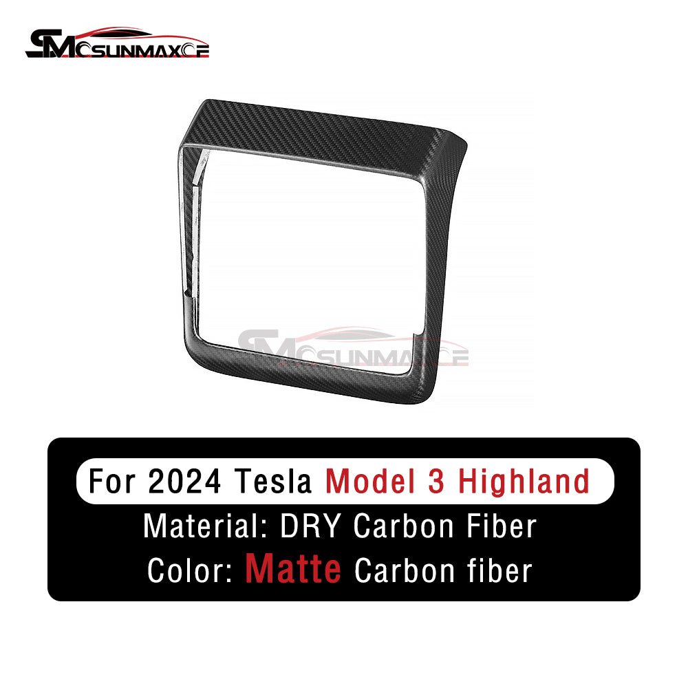 Garniture de cadre de ventilation arrière en fibre de carbone pour Tesla Model 3 Highland 2024