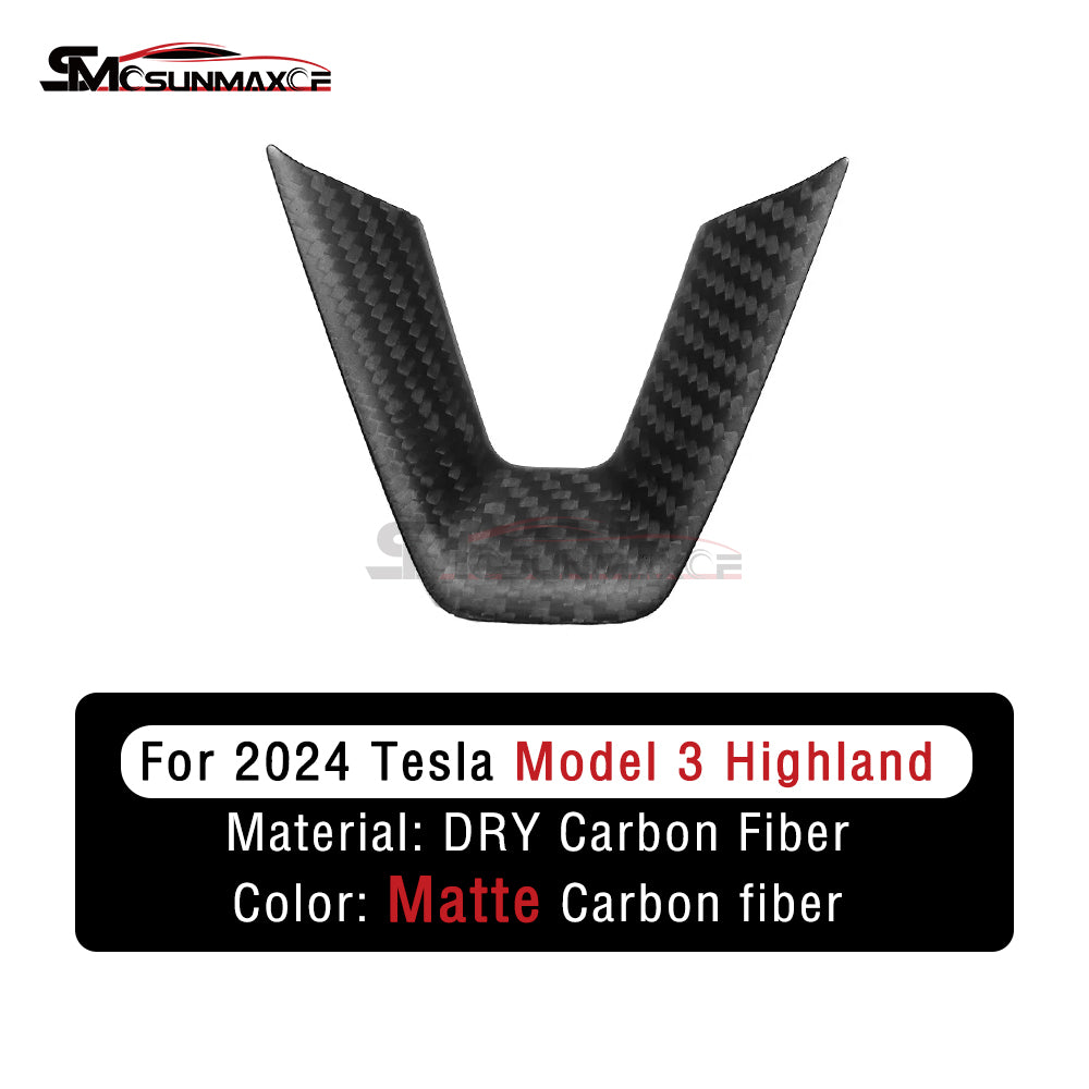 Tesla Model 3 Highland 2023-2024 Forged Carbon Fiber Steering Wheel Trim Cover