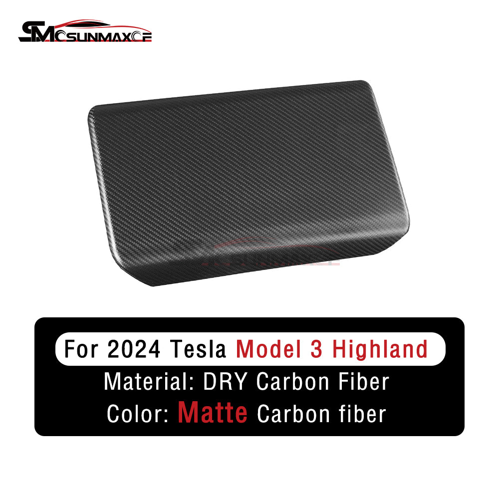 Housse d'accoudoir central en fibre de carbone pour Tesla Model 3 Highland 2024