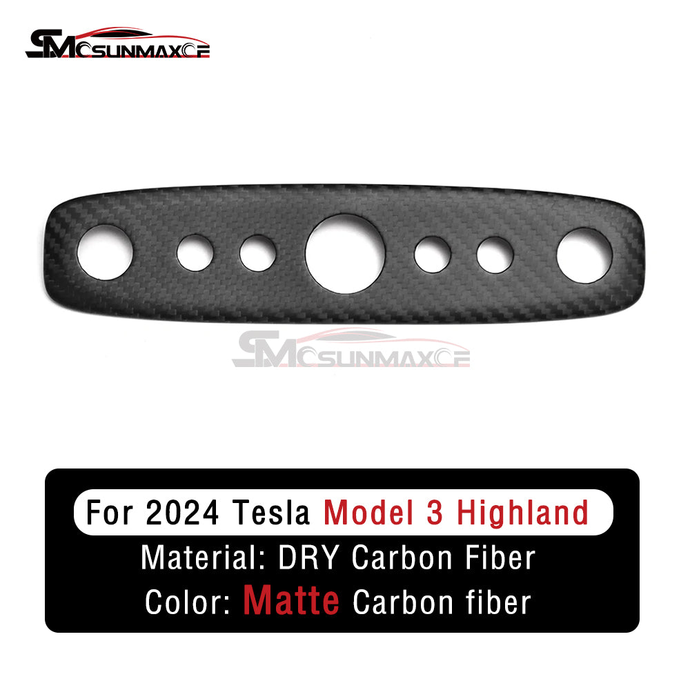 Cache de panneau d'interrupteur de lampe de lecture en fibre de carbone véritable pour Tesla Model 3 Highland 2024