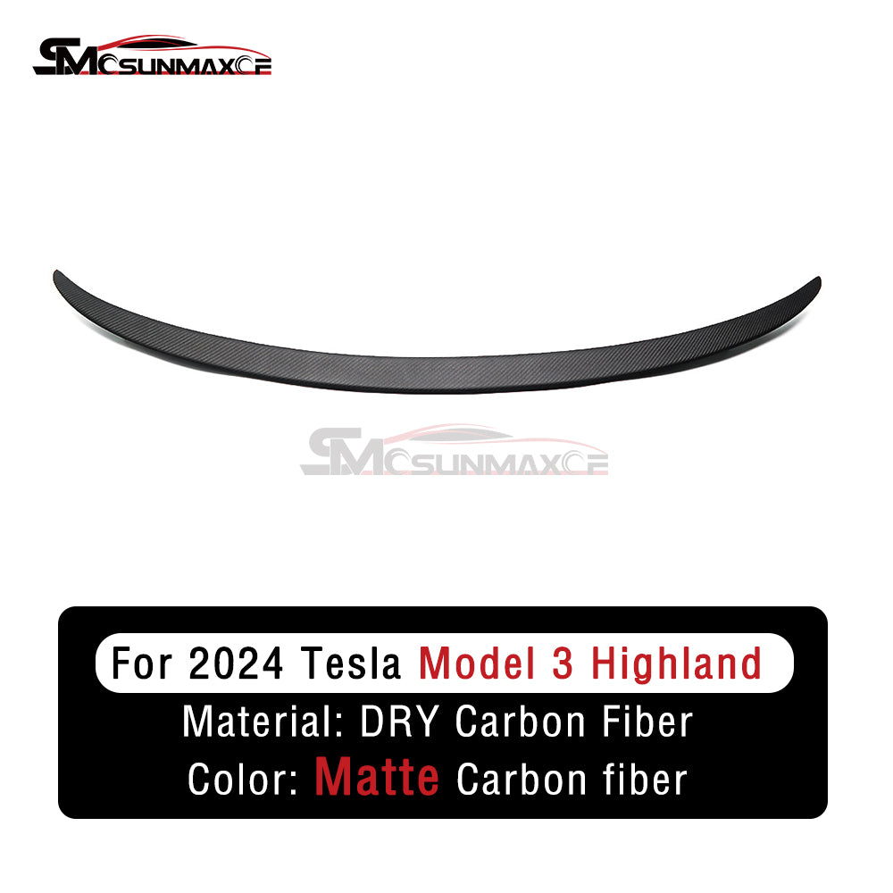 Aileron de coffre arrière en fibre de carbone véritable pour Tesla Model 3 Highland 2024