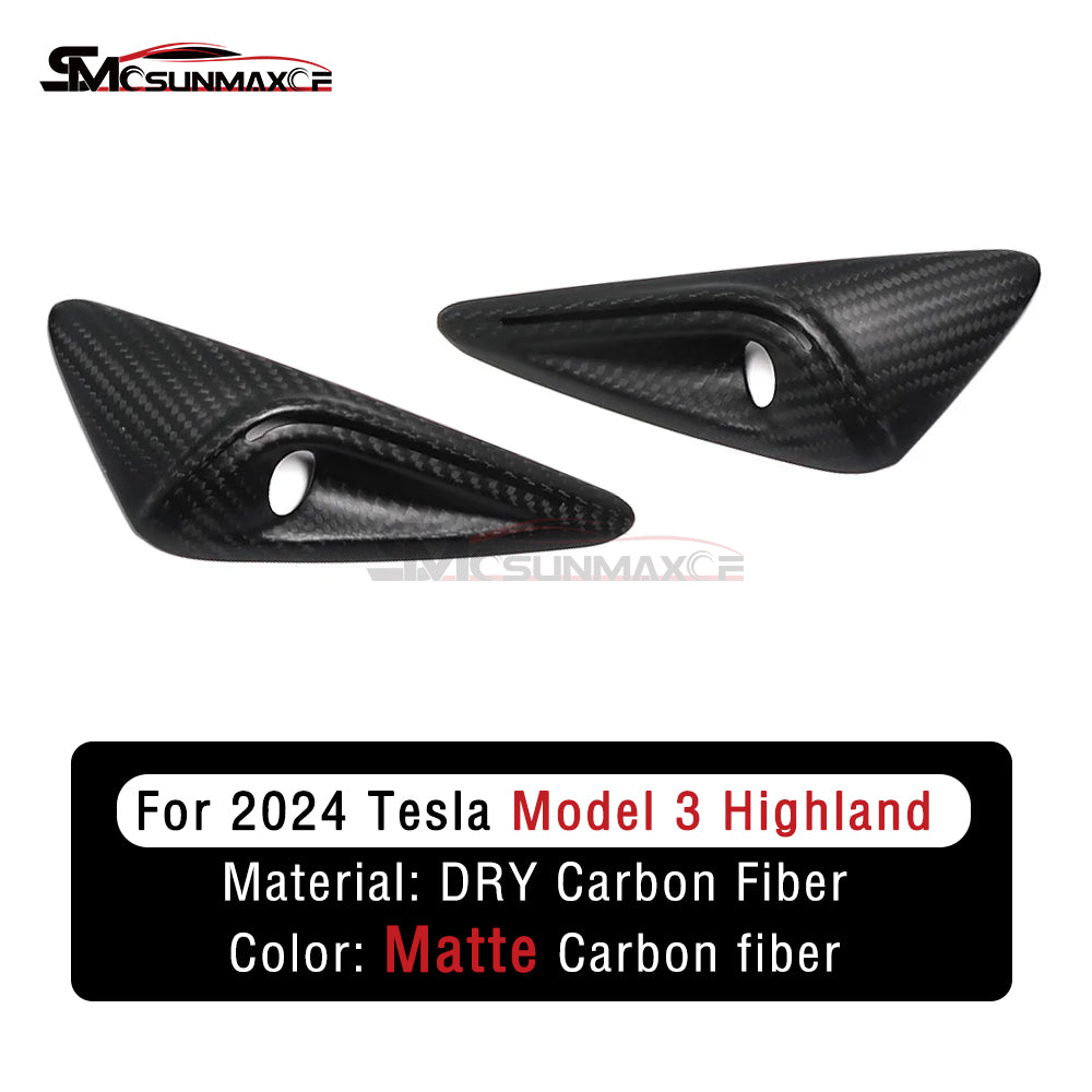 Cadre de protection de caméra d'aile latérale en fibre de carbone forgée pour Tesla Model 3 Highland 2024
