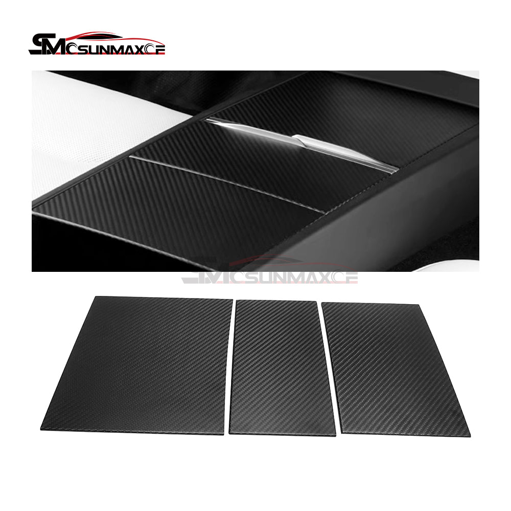 3pcs Real Carbon Fiber Center Console Panel Cover for Tesla Model Y Juniper (2025)