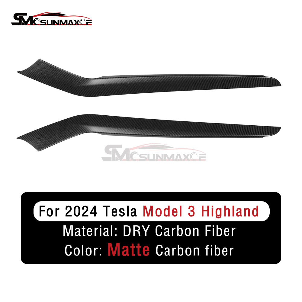 Panneau de garniture latéral de levier de vitesse en fibre de carbone pour console centrale Tesla Model 3 Highland 2024