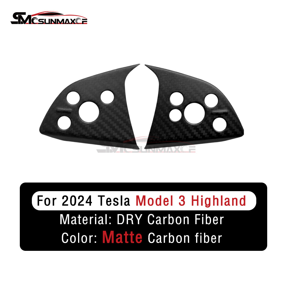 Housse de volant en fibre de carbone véritable pour Tesla Model 3 Highland 2024