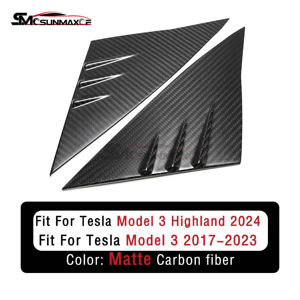 Cache de fenêtre en fibre de carbone véritable pour Tesla Model Y Model 3 Highland 2024