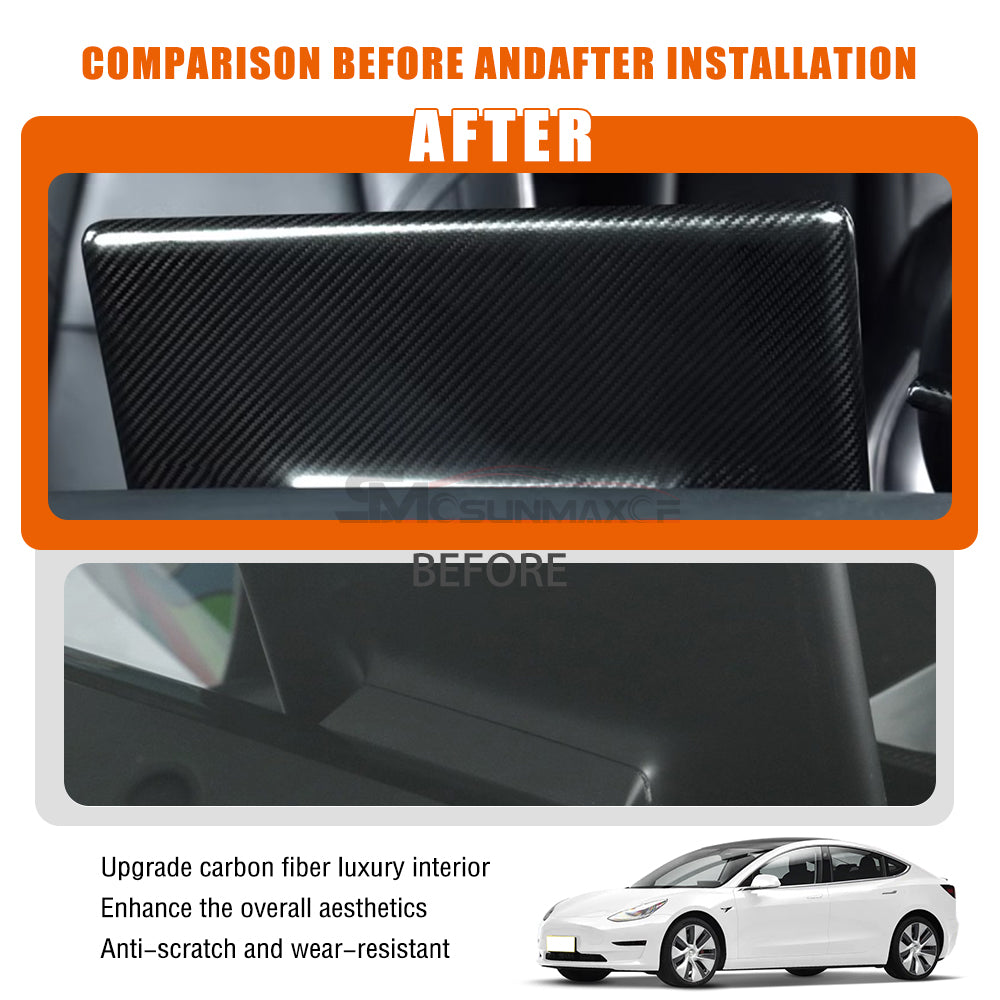 Garniture de protection de l'écran tactile de la console centrale en fibre de carbone pour Tesla Model 3 Highland 2024