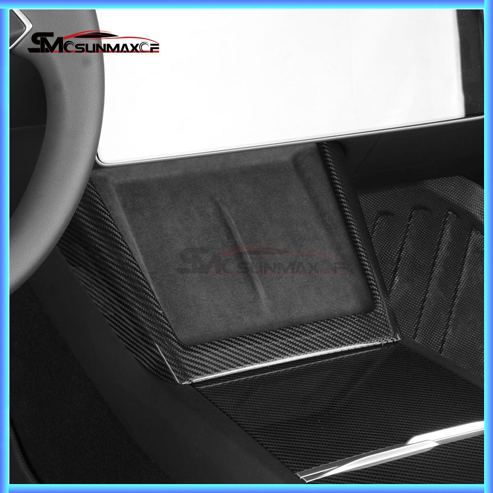 Real Carbon Fiber Wireless Charging Frame Cover for Tesla Model Y Juniper (2025)