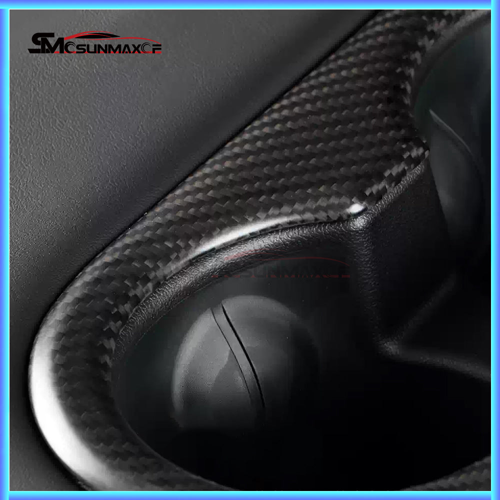 Carbon Fiber Rear Seat Cup Holder Panel Cover for Tesla Model Y Juniper (2025)