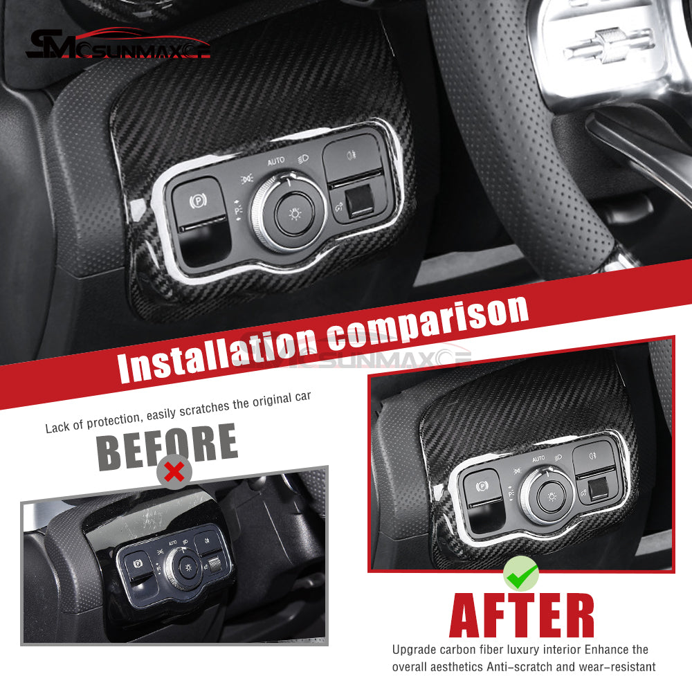 Mercedes-Benz W177 V177 CLA C118 A45S Carbon Fiber Headlight Switch Cover