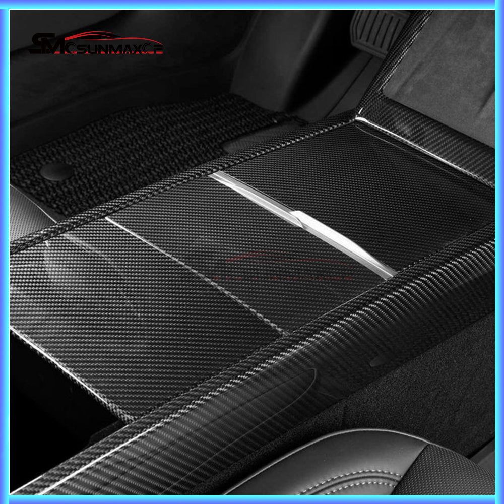 3pcs Real Carbon Fiber Center Console Panel Cover for Tesla Model Y Juniper (2025)