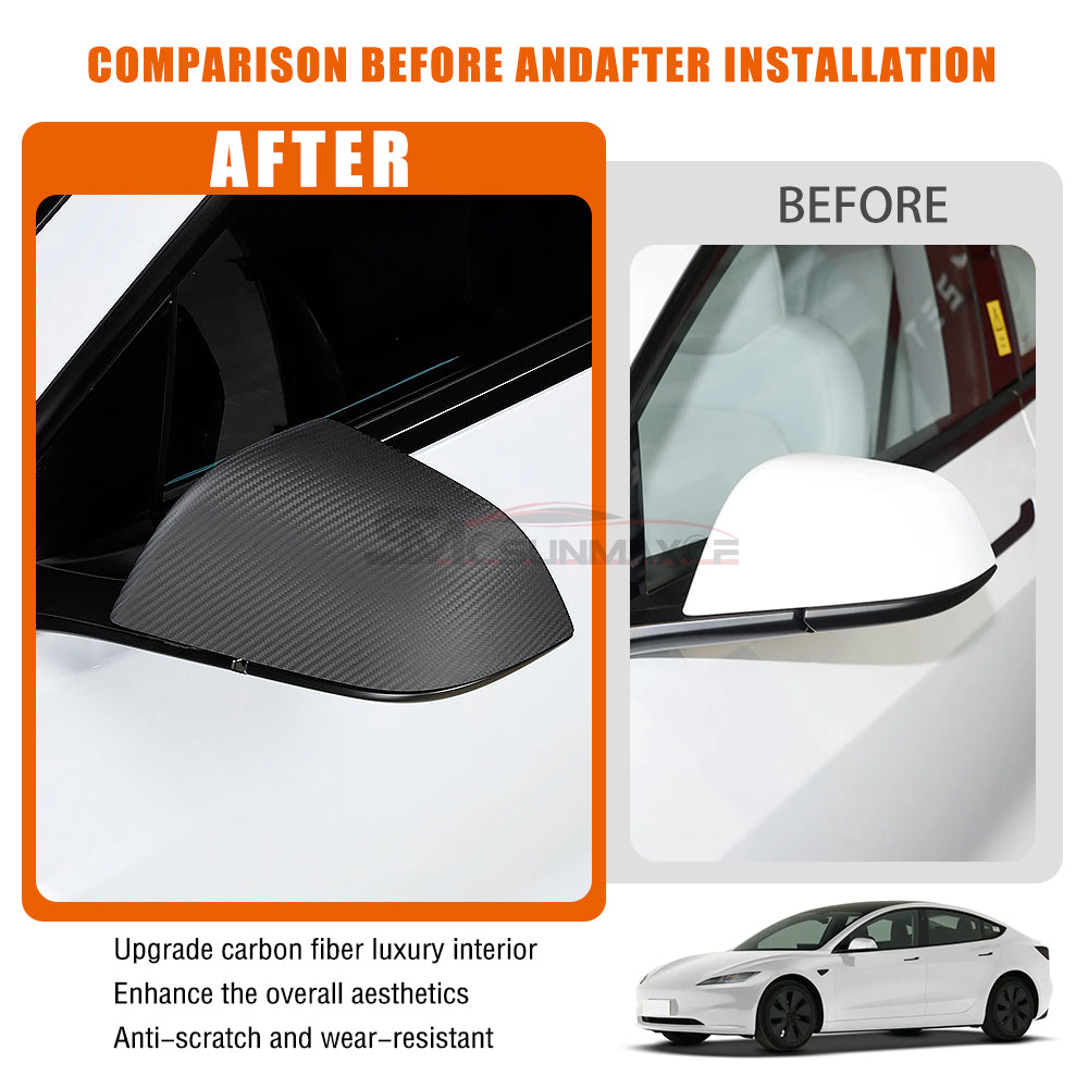 Coques de rétroviseurs latéraux en fibre de carbone pour Tesla Model 3 (2017-2024)