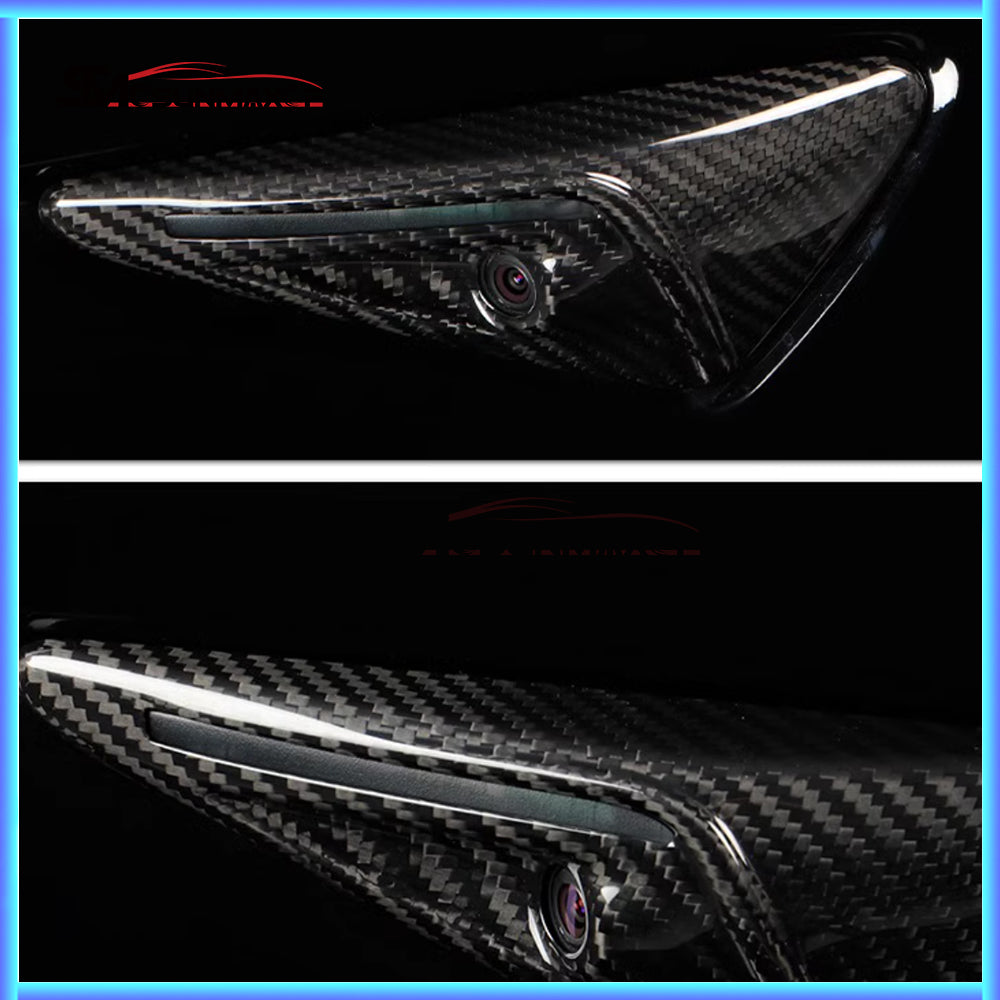 Real Carbon Fiber Side Fender Camera Turn Signal Cover for Tesla Model Y Juniper (2025)