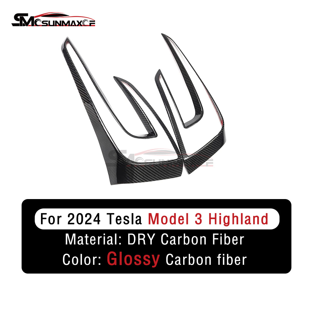 Caches de feux arrière en fibre de carbone pour Tesla Model 3 Highland 2024 (2 pièces)