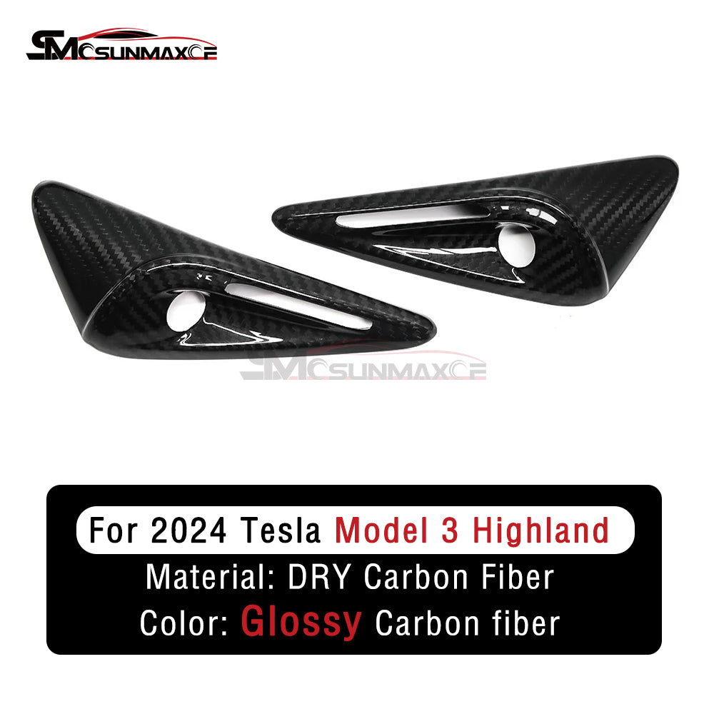 Cadre de protection de caméra d'aile latérale en fibre de carbone forgée pour Tesla Model 3 Highland 2024