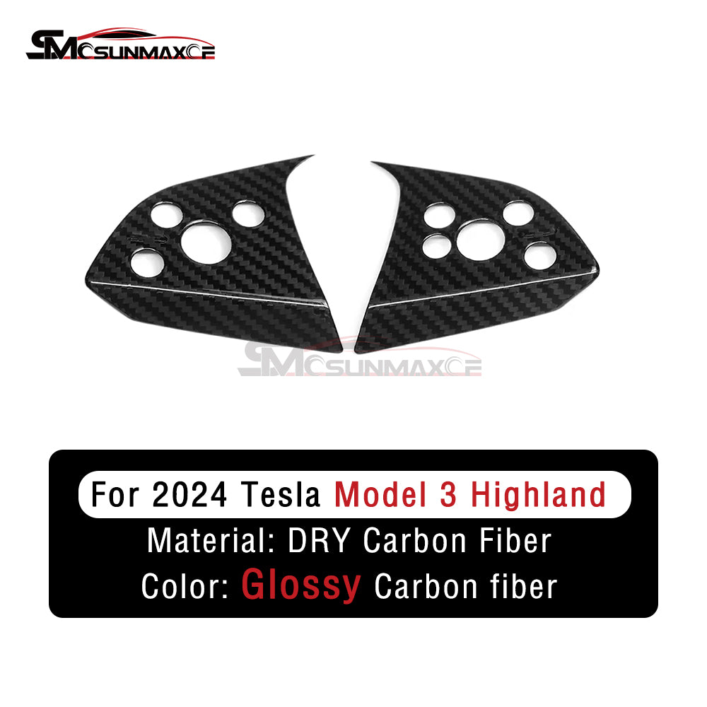 Housse de volant en fibre de carbone véritable pour Tesla Model 3 Highland 2024