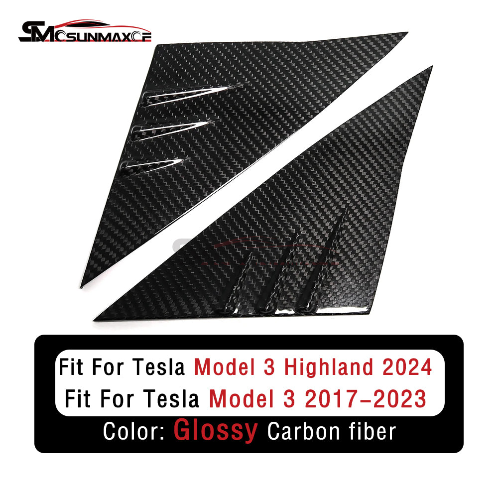 Cache de fenêtre en fibre de carbone véritable pour Tesla Model Y Model 3 Highland 2024