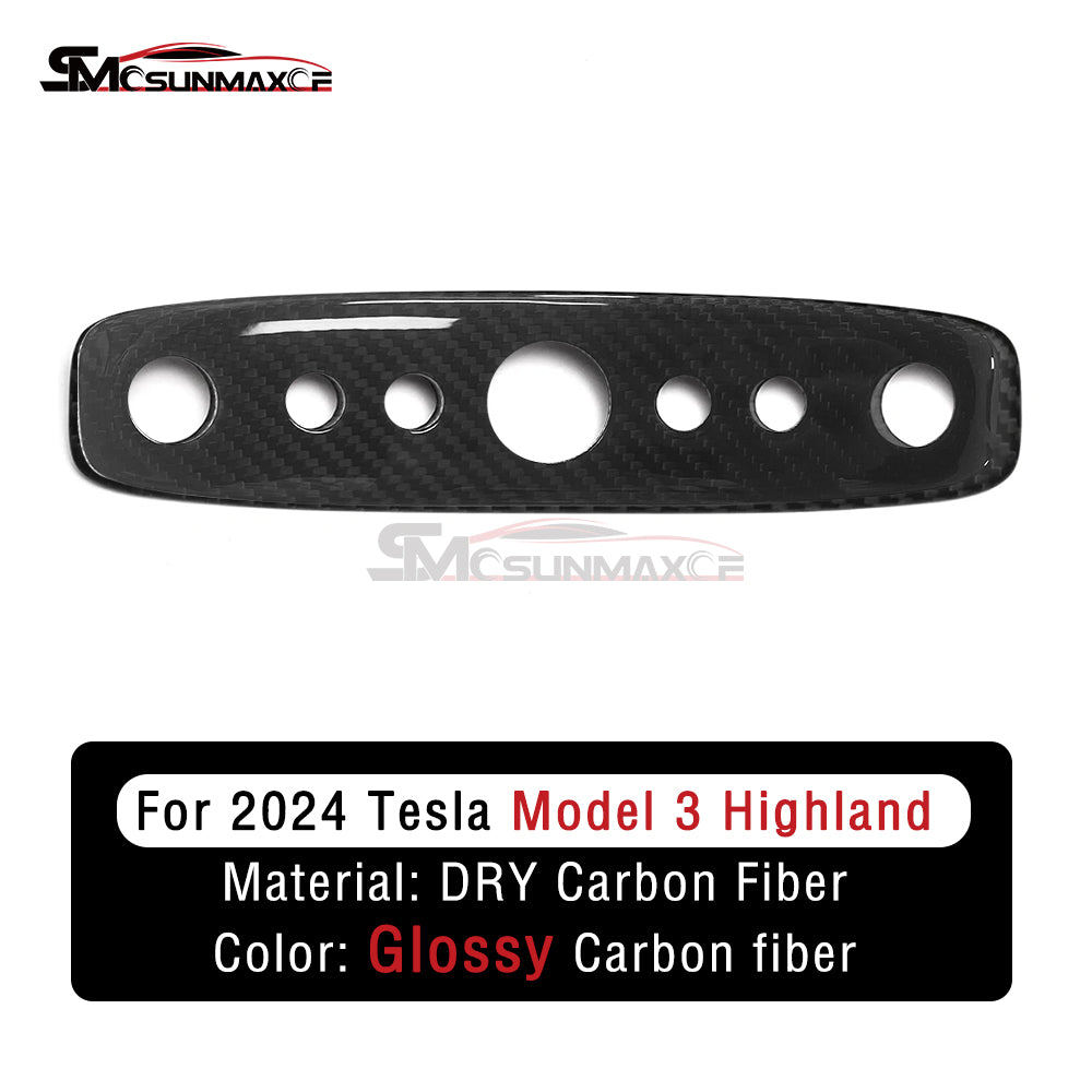 Cache de panneau d'interrupteur de lampe de lecture en fibre de carbone véritable pour Tesla Model 3 Highland 2024