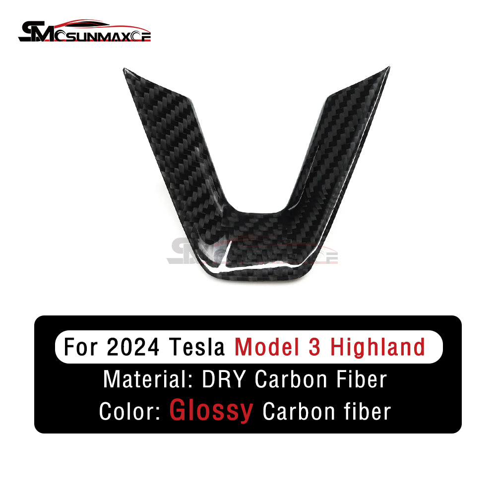 Tesla Model 3 Highland 2023-2024 Forged Carbon Fiber Steering Wheel Trim Cover