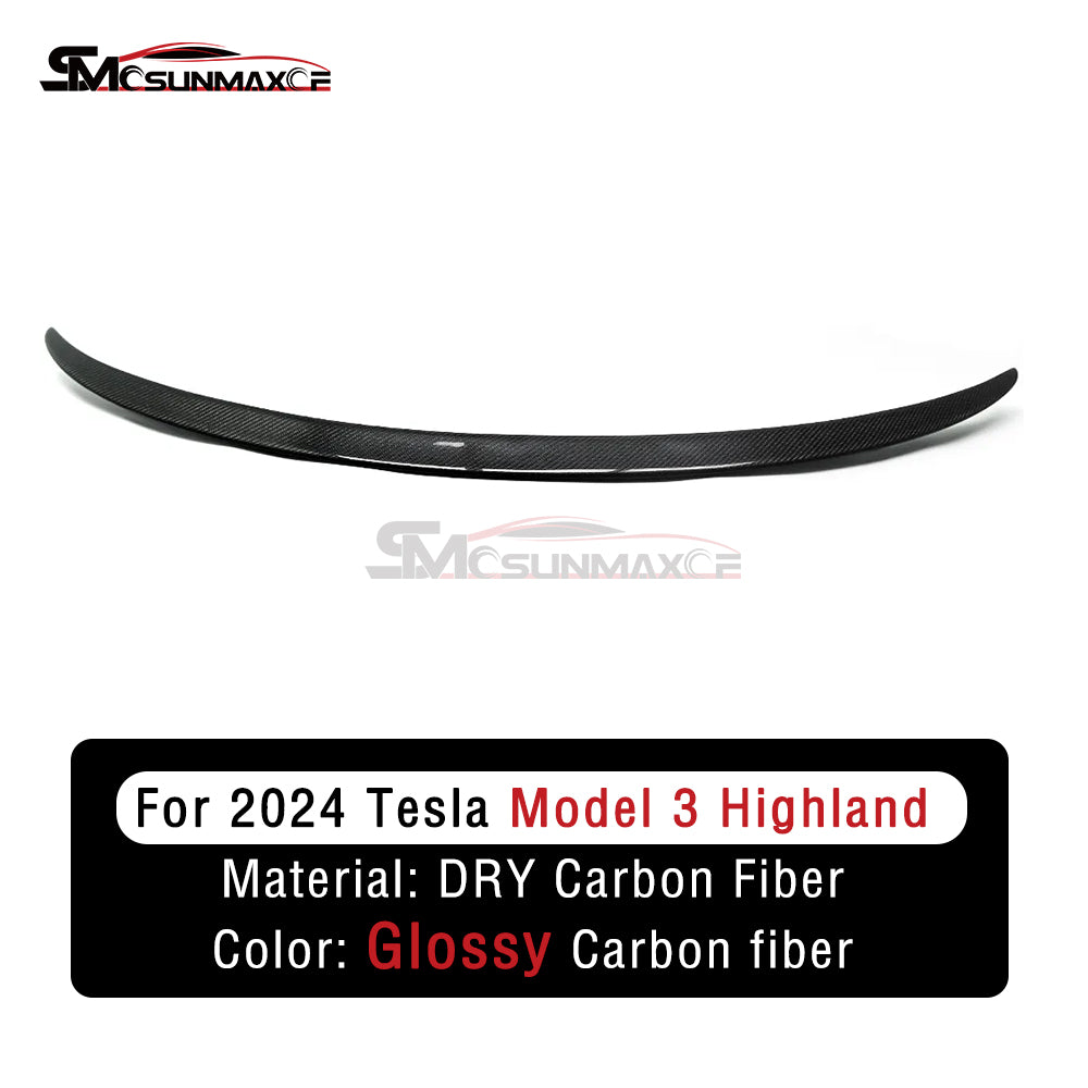 Aileron de coffre arrière en fibre de carbone véritable pour Tesla Model 3 Highland 2024