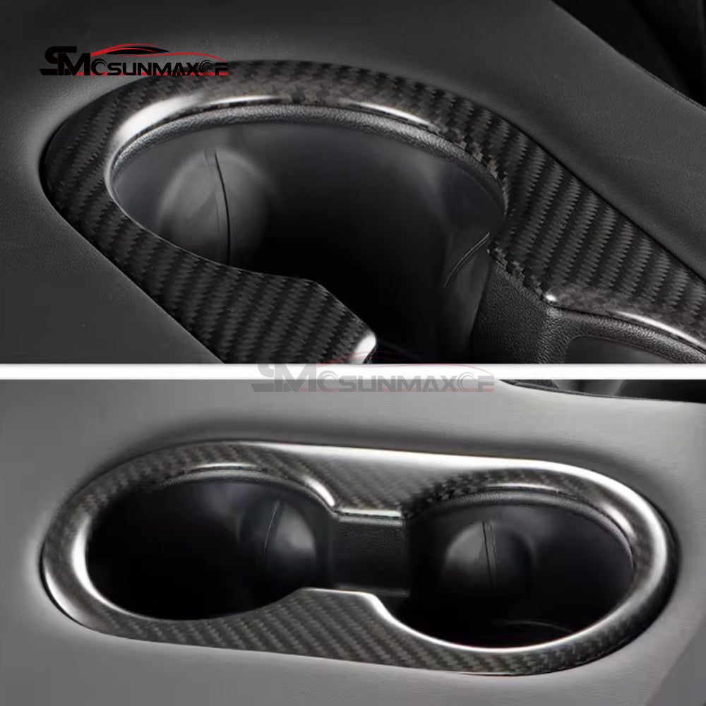 Carbon Fiber Rear Seat Cup Holder Panel Cover for Tesla Model Y Juniper (2025)