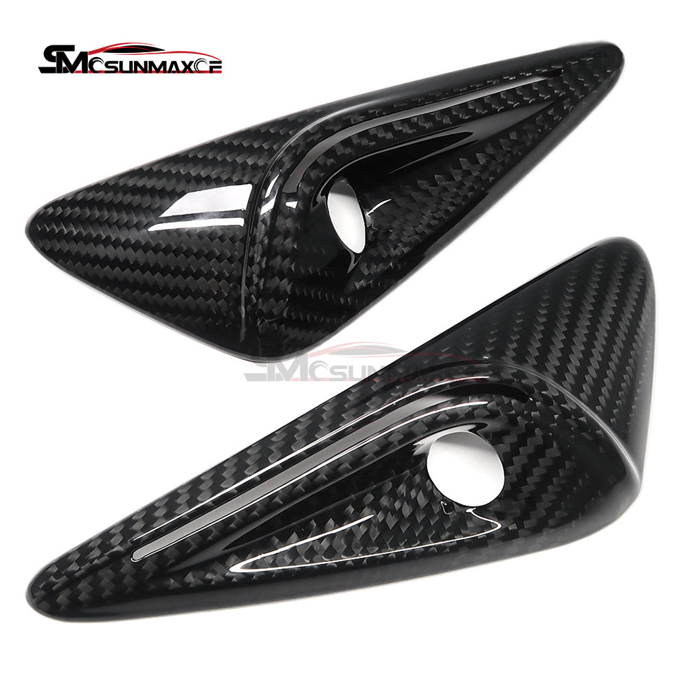 Real Carbon Fiber Side Fender Camera Turn Signal Cover for Tesla Model Y Juniper (2025)