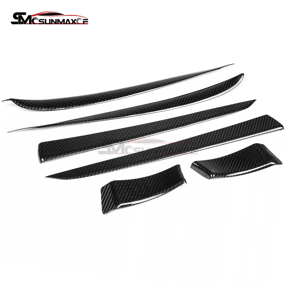 Tesla Model S 2021-2024 Real Carbon Fiber Door Trim & A-Pillar Covers (6PCS)