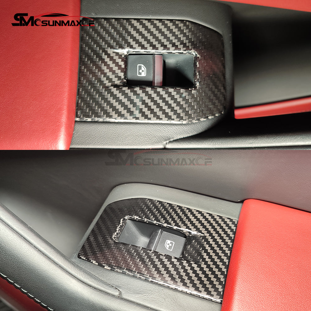 Caches de commutateurs de vitres en fibre de carbone pour Lamborghini Urus (2018-2025, 4 pièces)
