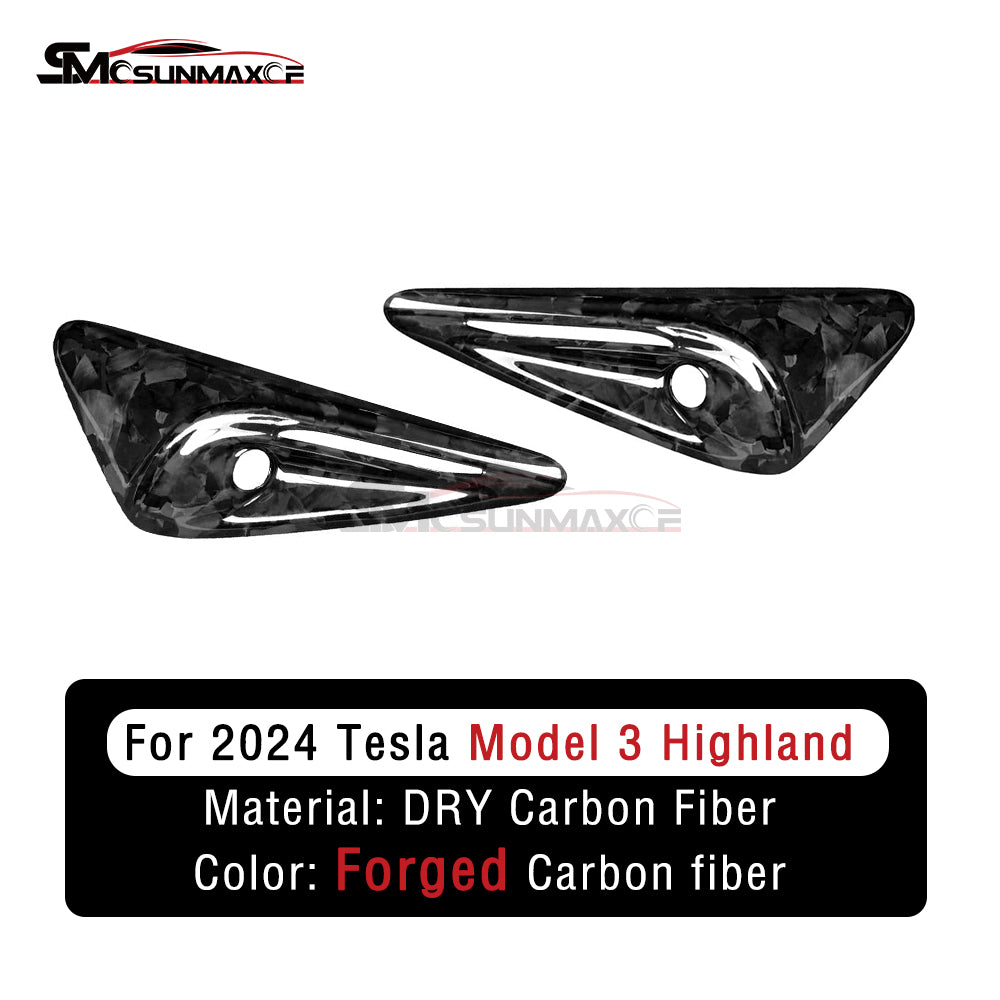 Cadre de protection de caméra d'aile latérale en fibre de carbone forgée pour Tesla Model 3 Highland 2024