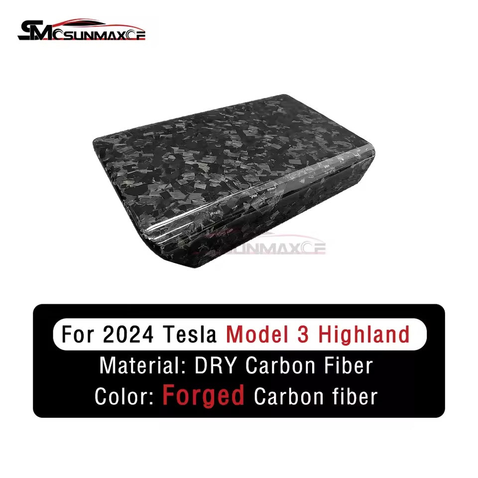 Housse d'accoudoir central en fibre de carbone pour Tesla Model 3 Highland 2024